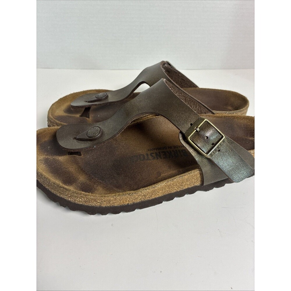 Birkenstock Gizeh Bronze Brown Leather Thong Strap Sandals Women Sz 37 Us 7 - Picture 6 of 11